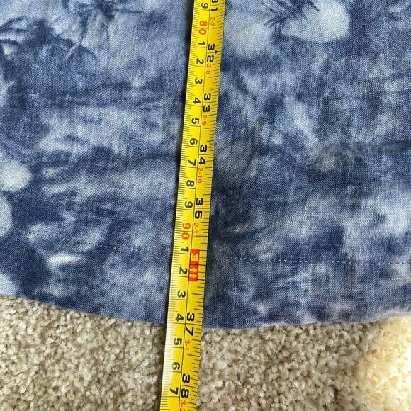 J Jill 3/4 Sleeves 100% Linen Shift Dress 10 Blue Hawaiian Tropical Palm Floral - Picture 14 of 15